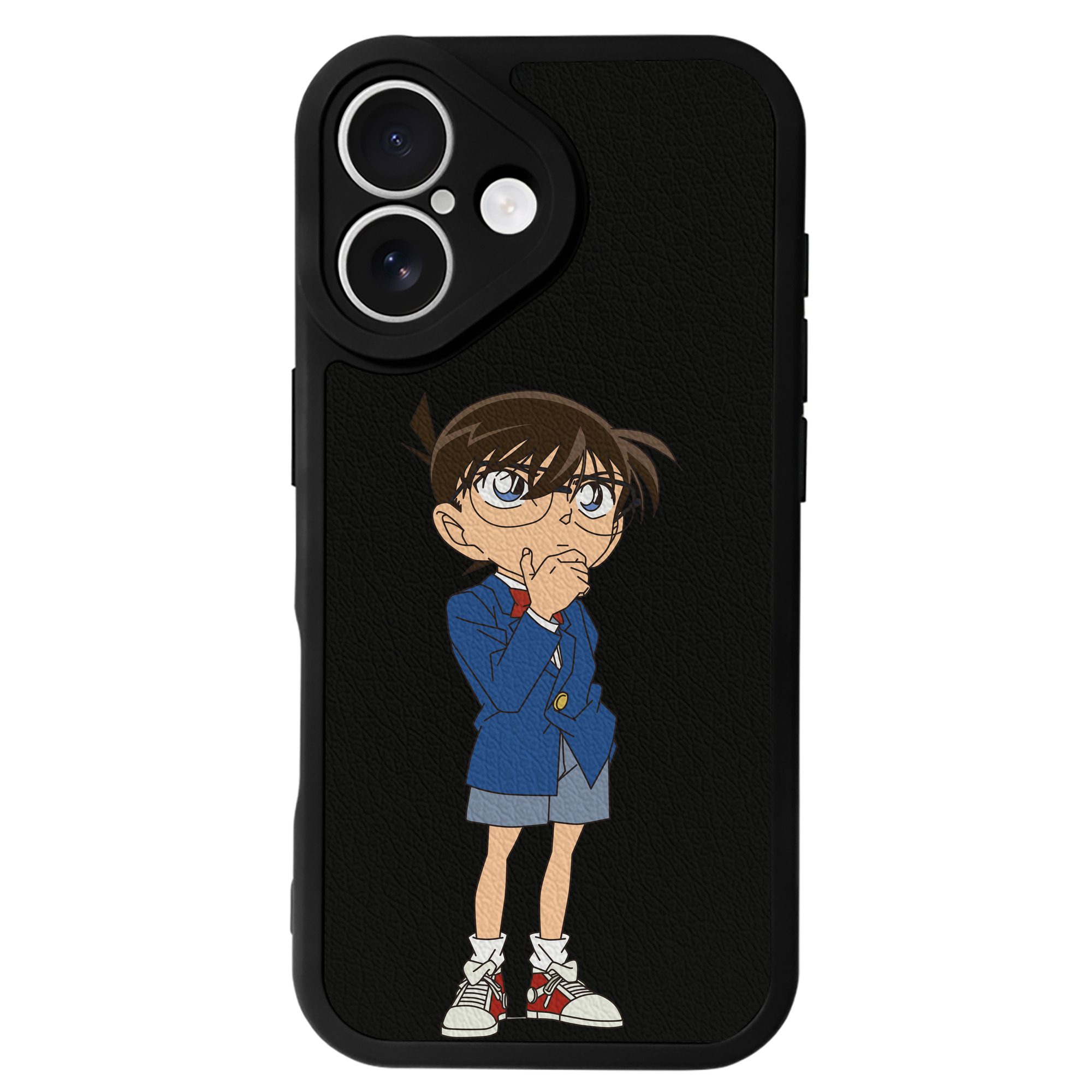 （画像用） 名探偵コナン 江戸川 コナン Detective Conan Conan Edogawa 【iPhone 16シリーズ対応】シリコンスマホケース（レザー調） 材質：シリコン